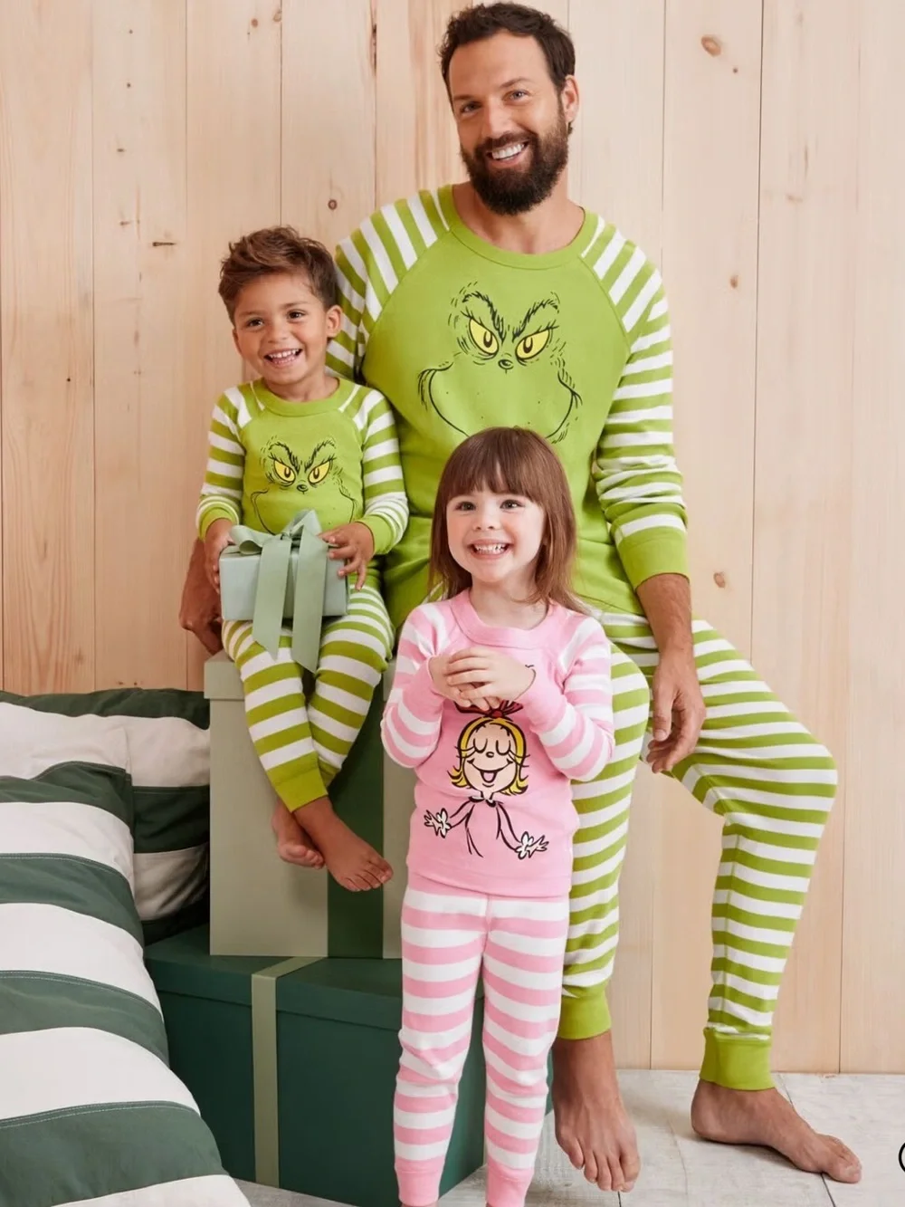 Hanna Andersson Dr.Suess Grinch Organic Cotton Long John Pajamas Boy Girl Size 8